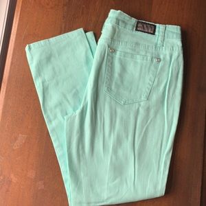 Earl Jeans Mint Polka Dot Cropped Pant Sz 6